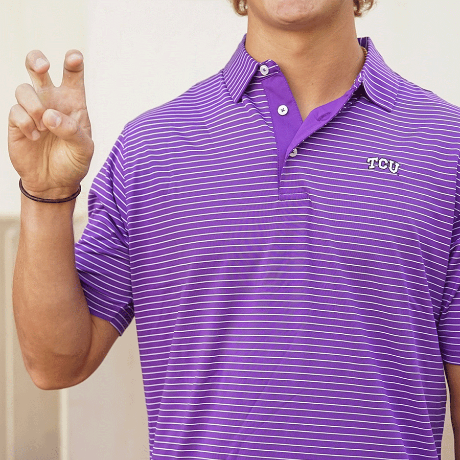 Arched TCU Striped Polo