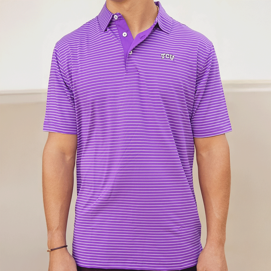 Arched TCU Striped Polo