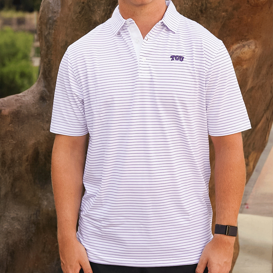 Arched TCU Striped Polo